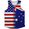 American Flag And Australia Flag Combination Athletic Tank Top by Tribe Lacrosse