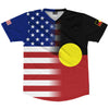 American Flag And Australian Aboriginal Flag Combination Soccer Jersey Made In USA by Tribe Lacrosse