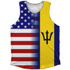 American Flag And Barbados Flag Combination Athletic Tank Top by Tribe Lacrosse