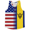 American Flag And Barbados Flag Combination Running Racerback Singlet Track Tank Top by Tribe Lacrosse
