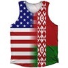 American Flag And Belarus Flag Combination Athletic Tank Top by Tribe Lacrosse