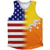 American Flag And Bhutan Flag Combination Athletic Tank Top by Tribe Lacrosse