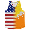American Flag And Bhutan Flag Combination Running Racerback Singlet Track Tank Top by Tribe Lacrosse