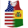 American Flag And Bolivia Flag Combination Running Racerback Singlet Track Tank Top by Tribe Lacrosse