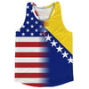American Flag And Bosnia And Herzegovina Combination Running Racerback Singlet Track Tank Top by Tribe Lacrosse