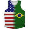 American Flag And Brazil Flag Combination Athletic Tank Top by Tribe Lacrosse