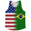 American Flag And Brazil Flag Combination Running Racerback Singlet Track Tank Top by Tribe Lacrosse