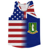 American Flag And British Virgin Islands Flag Combination Running Racerback Singlet Track Tank Top by Tribe Lacrosse