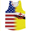 American Flag And Brunei Flag Combination Running Racerback Singlet Track Tank Top by Tribe Lacrosse