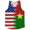American Flag And Burkina Faso Flag Combination Running Racerback Singlet Track Tank Top by Tribe Lacrosse