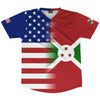 American Flag And Burundi  Flag Combination Soccer Jersey Made In USA by Tribe Lacrosse