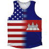 American Flag And Cambodia Flag Combination Athletic Tank Top by Tribe Lacrosse