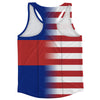 American Flag And Cambodia Flag Combination Running Racerback Singlet Track Tank Top