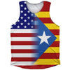 American Flag And Catalonia Flag Combination Athletic Tank Top by Tribe Lacrosse