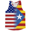 American Flag And Catalonia Flag Combination Running Racerback Singlet Track Tank Top by Tribe Lacrosse