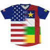 American Flag And Central African Republic Flag Combination Soccer Jersey Made In USA by Tribe Lacrosse