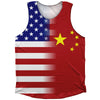 American Flag And China Flag Combination Athletic Tank Top by Tribe Lacrosse