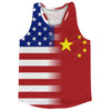 American Flag And China Flag Combination Running Racerback Singlet Track Tank Top by Tribe Lacrosse