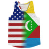 American Flag And Comoros Flag Combination Running Racerback Singlet Track Tank Top by Tribe Lacrosse