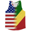American Flag And Congo Flag Combination Running Racerback Singlet Track Tank Top by Tribe Lacrosse