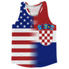 American Flag And Croatia Flag Combination Running Racerback Singlet Track Tank Top by Tribe Lacrosse