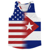 American Flag And Cuba Flag Combination Running Racerback Singlet Track Tank Top by Tribe Lacrosse