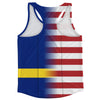 American Flag And Curacao Flag Combination Running Racerback Singlet Track Tank Top