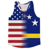 American Flag And Curacao Flag Combination Running Racerback Singlet Track Tank Top by Tribe Lacrosse