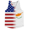American Flag And Cyprus Flag Combination Running Racerback Singlet Track Tank Top by Tribe Lacrosse
