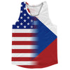 American Flag And Czech Republic Flag Combination Running Racerback Singlet Track Tank Top by Tribe Lacrosse