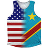 American Flag And DR Congo Flag Combination Athletic Tank Top by Tribe Lacrosse
