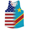 American Flag And DR Congo Flag Combination Running Racerback Singlet Track Tank Top by Tribe Lacrosse