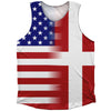 American Flag And Denmark Flag Combination Athletic Tank Top by Tribe Lacrosse