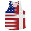 American Flag And Denmark Flag Combination Running Racerback Singlet Track Tank Top by Tribe Lacrosse