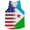 American Flag And Djibouti Flag Combination Running Racerback Singlet Track Tank Top by Tribe Lacrosse
