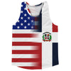 American Flag And Dominican Republic Flag Combination Running Racerback Singlet Track Tank Top by Tribe Lacrosse