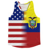 American Flag And Ecuador Flag Combination Running Racerback Singlet Track Tank Top by Tribe Lacrosse