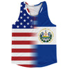 American Flag And El Salvador Flag Combination Running Racerback Singlet Track Tank Top by Tribe Lacrosse