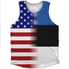 American Flag And Estonia Flag Combination Athletic Tank Top by Tribe Lacrosse