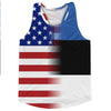 American Flag And Estonia Flag Combination Running Racerback Singlet Track Tank Top by Tribe Lacrosse