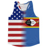 American Flag And Eswatini Flag Combination Running Racerback Singlet Track Tank Top by Tribe Lacrosse