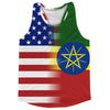 American Flag And Ethiopia Flag Combination Running Racerback Singlet Track Tank Top by Tribe Lacrosse