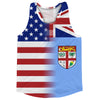 American Flag And Fiji Flag Combination Running Racerback Singlet Track Tank Top by Tribe Lacrosse