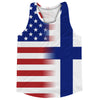 American Flag And Finland Flag Combination Running Racerback Singlet Track Tank Top by Tribe Lacrosse