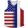 American Flag And France Flag Combination Athletic Tank Top by Tribe Lacrosse