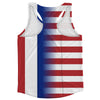 American Flag And France Flag Combination Running Racerback Singlet Track Tank Top