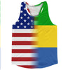 American Flag And Gabon Flag Combination Running Racerback Singlet Track Tank Top by Tribe Lacrosse