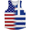 American Flag And Greece Flag Combination Athletic Tank Top by Tribe Lacrosse