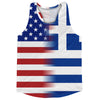 American Flag And Greece Flag Combination Running Racerback Singlet Track Tank Top by Tribe Lacrosse