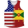 American Flag And Grenada Flag Combination Athletic Tank Top by Tribe Lacrosse